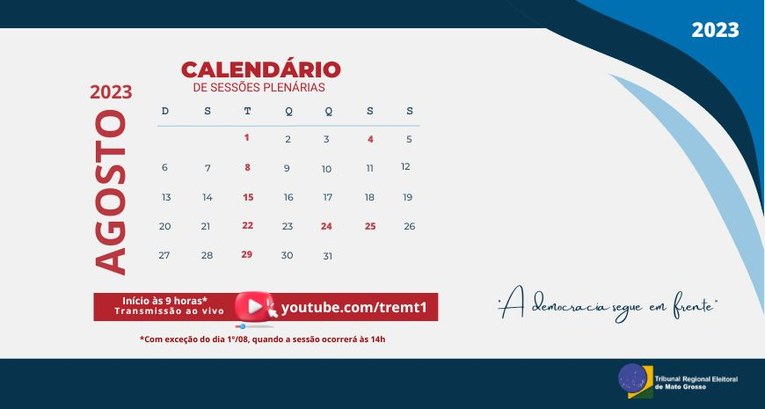 TRE-MT CALENDÁRIO DAS SESSÕES DE AGOSTO DE 2023 - CORRIGIDA