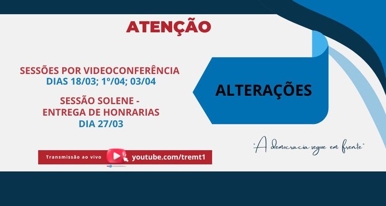 TRE-MT informa alterações em sessões plenárias de março e abril