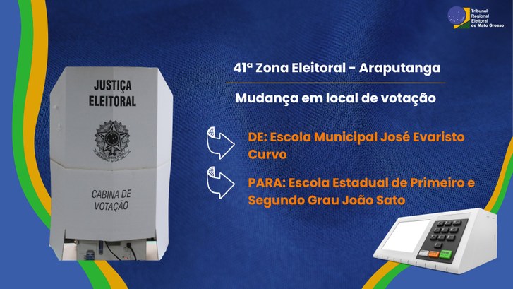 TRE-MT MUDANCA DE LOCAL DE VOTACAO EM ARAPUTANGA