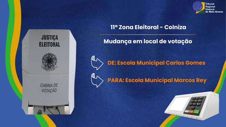 TRE-MT MUDANCA DE LOCAL DE VOTACAO EM COLNIZA