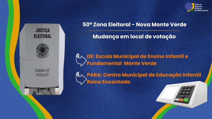 TRE-MT MUDANCA EM LOCAL DE VOTACAO DE NOVA MONTE VERDE