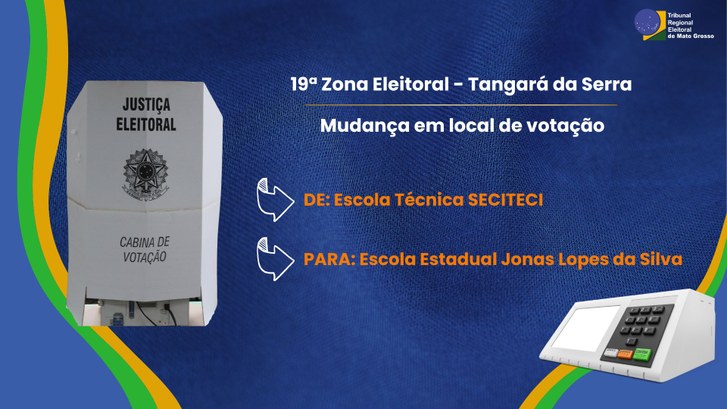 TRE-MT MUDANCA EM LOCAL DE VOTACAO DE TANGARA DA SERRA