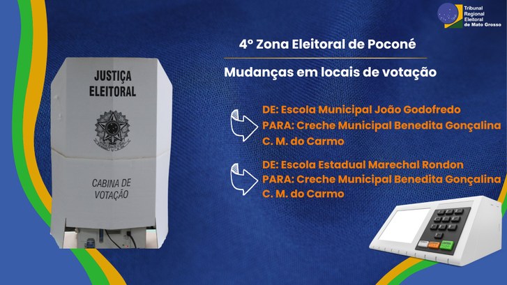 TRE-MT MUDANCAS EM LOCAIS DE VOTACAO DE POCONE